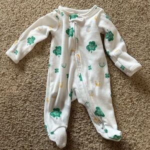 Carter's White and Green Shamrock Footie